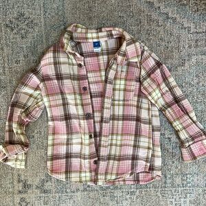 Girls plaid flannel top 5T pink